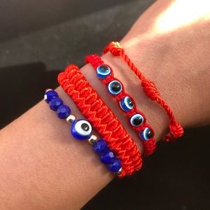 Set of 4|Red Evil Eye Stackable Bracelet for Kids